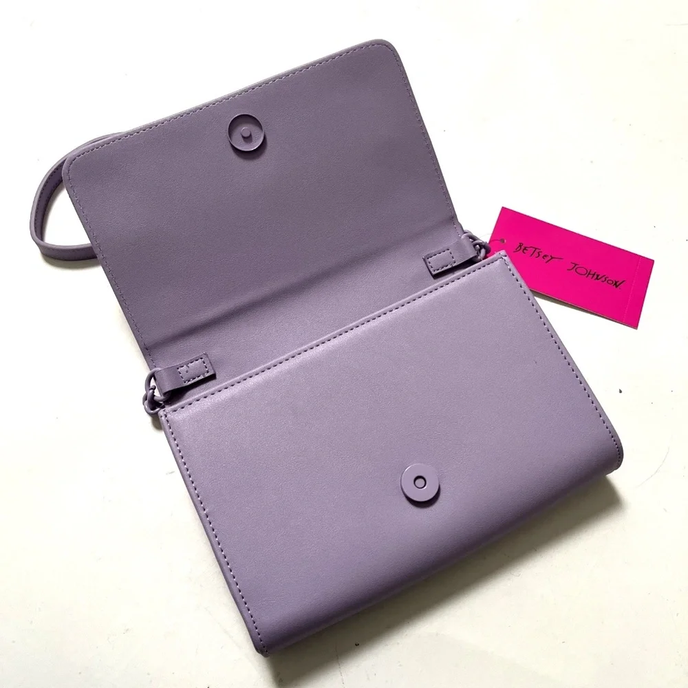Betsey Johnson Skull Crossbody Bag Lilac Purple Studded Halloween NWT Clutch